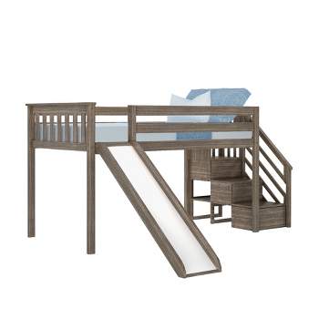 Max & Lily Low Loft Bed with Stairs + Slide, Clay