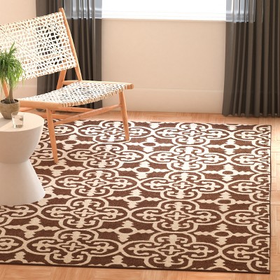 Handmade Dark Brown and Ivory Tufted Wool Area Rug