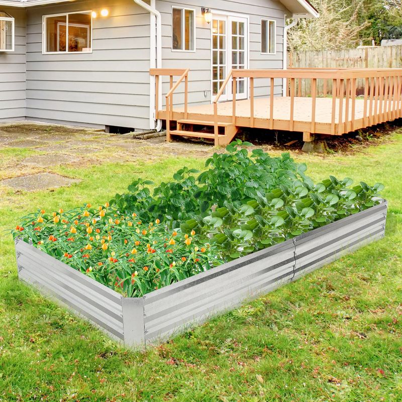 Tangkula 8 x 4 x 1FT Galvanized Raised Garden Bed Heavy-Duty Elevated Rectangle Plant Box, 3 of 11