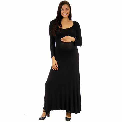 24seven Comfort Apparel Long Sleeve Maternity Maxi Dress : Target