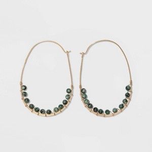 Brass Semi Jade Hoop Earrings - Universal Thread Gold, Women