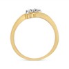 10K Yellow Gold over Silver 1/10 Cttw Diamond Three-Stone Bypass Ring - 3 of 4