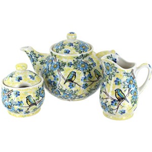 Blue Rose Polish Pottery 1700 Vena 3 Piece Tea Set - 1 of 1