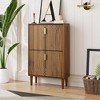 RISOKEYS Shoe Storage Cabinet with 2 Flip Drawers,Freestanding Shoe Organizer with Metal Handles for Entryway, Corner Rustic Narrow Shoe Rack Cabinet - 2 of 4