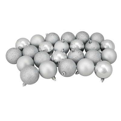 Northlight 24ct Silver 4-Finish Shatterproof Christmas Ball Ornaments 2.5" (60mm)