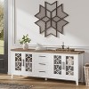 Farmhouse TV Stand for 70", Entertainment Center with Glass Door, Mid Century Modern TV Stands, Console Table with Shelves for Bedroom Living Room - 3 of 4