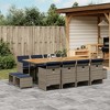 vidaXL Patio Dining Set, 12-Seater, Grey and Navy Blue, Outdoor Poly Rattan and Wood - 2 of 4