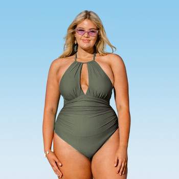 Beach Bump™ Plus Size Smocked Waist Maternity One Piece Swimsuit UPF 5 -  Motherhood