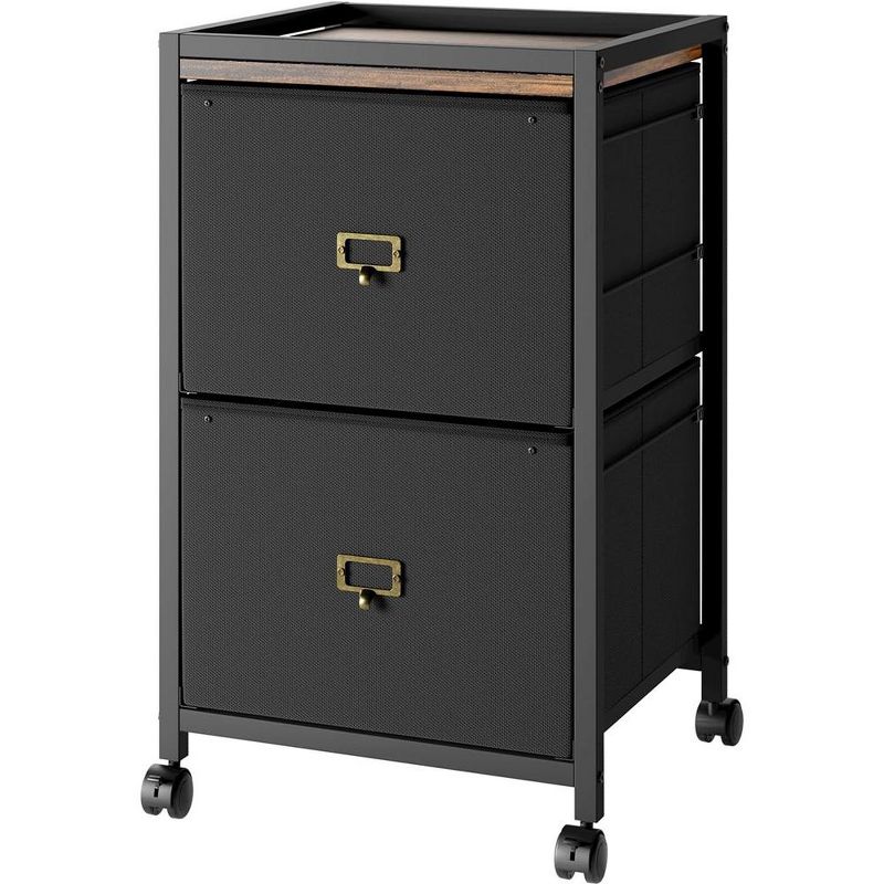 File Cabinet, Filing Cabinet with 2 Drawer, Mobile File Cabinet Fits Letter Size or A4, Fabric Vertical File Cabinet on Wheels, 3 of 9