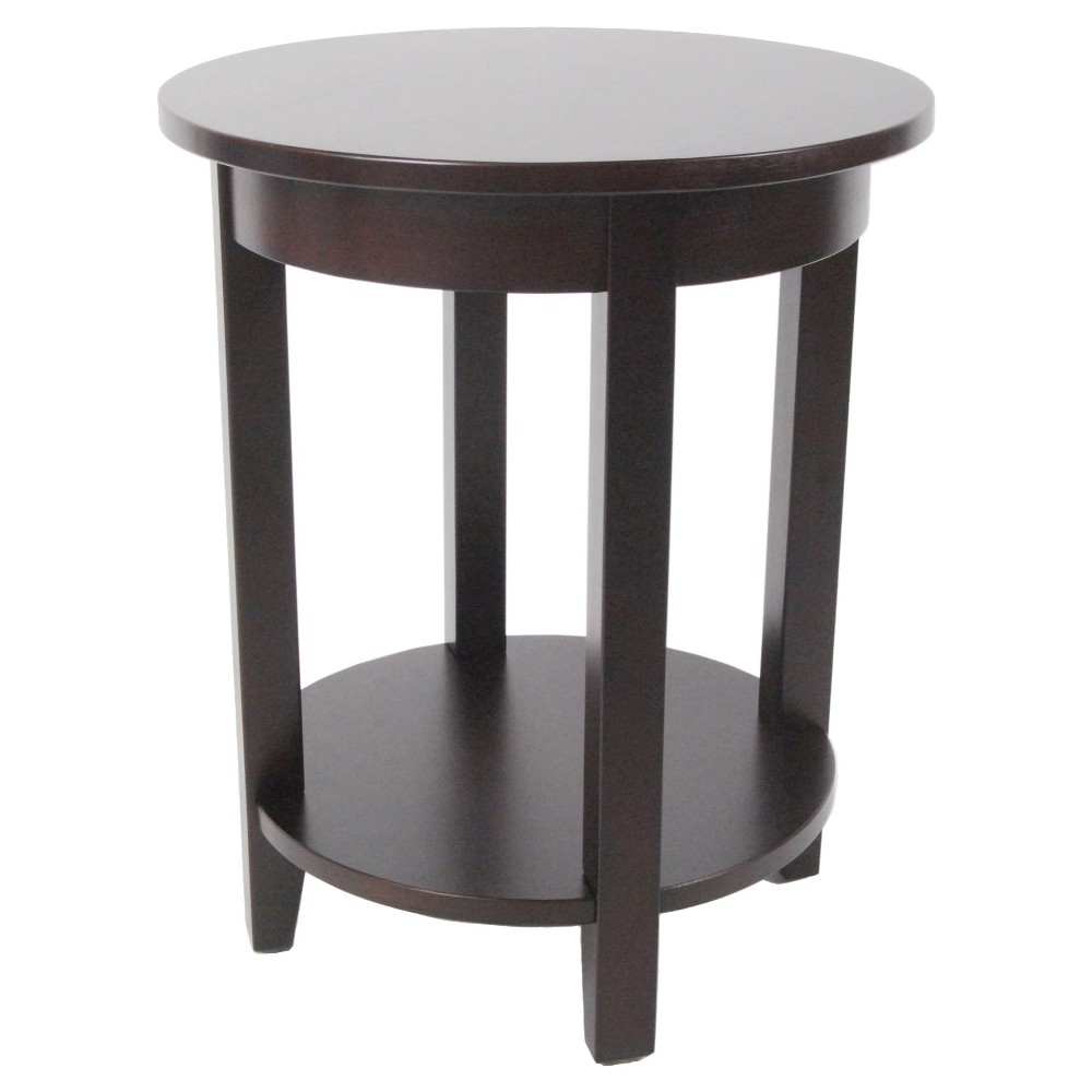 Photos - Coffee Table Round Accent Table Hardwood Espresso - Alaterre Furniture