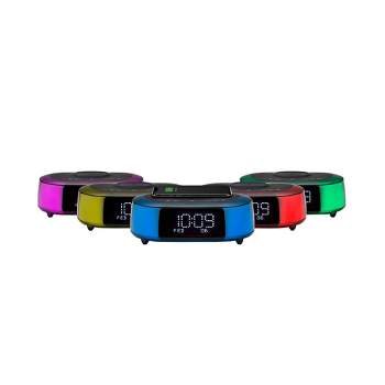 iHome Wireless Charging Alarm Clock with Bluetooth Speaker and Color Changing Lights, Digital Alarm Clock for Bedroom, Office, or Dorm IBTW281