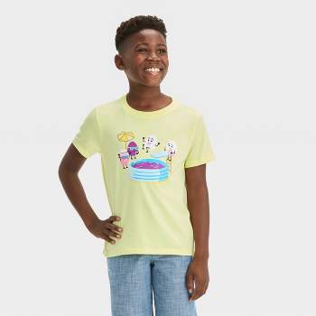 Boys' Short Sleeve Sun Streak Dunking Easter Eggs Graphic T-Shirt - Cat & Jack™ Light Yellow