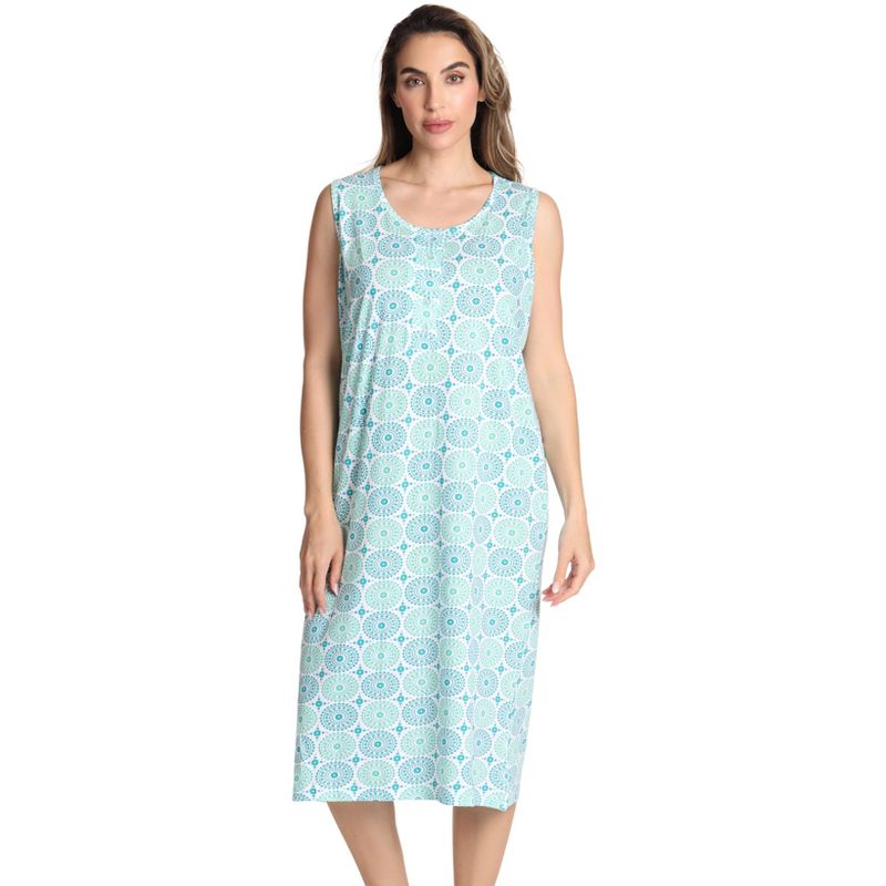 Just Love Womens Nightgown - Sleeveless Henley Oversized Sleepwear Gown, 1 of 4