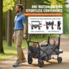 VEVOR Wagon Stroller for 2 Kids,Push Pull Quad Collapsible Stroller with Handle,Encircling Harness Removable Canopy,4 Wheels w/ Brakes,Dark Gray&Black - 3 of 4