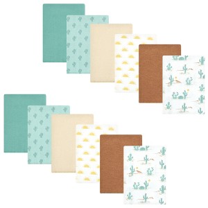 Hudson Baby Cotton Flannel Burp Cloths Bundle, Desert Cactus, One Size - 1 of 4