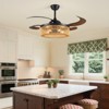 Ludomide 48 inch Retractable Ceiling Fan with Lights and Remote, Boho Retractable Woven Chandelier Ceiling Fan, Farmhouse Cage Fandelier Light Fixture - 2 of 4