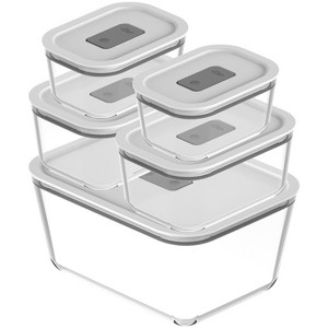 OU Food Storage Container Set with Lids, 5 Pc BPA-Free Clear Borosilicate Glass with Airtight Vented Lids, Dishwasher Safe, Kitchen & Pantry Organizer - 1 of 4