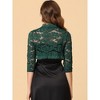 Allegra K Women's Elegant Ruffle Collar Sheer Floral Lace Crop Shrug - 3 of 4