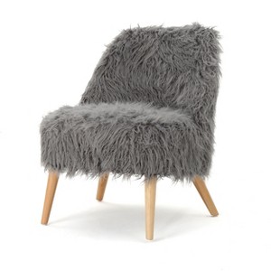 Cheryiie Faux Fur Accent Chair Gray - Christopher Knight Home