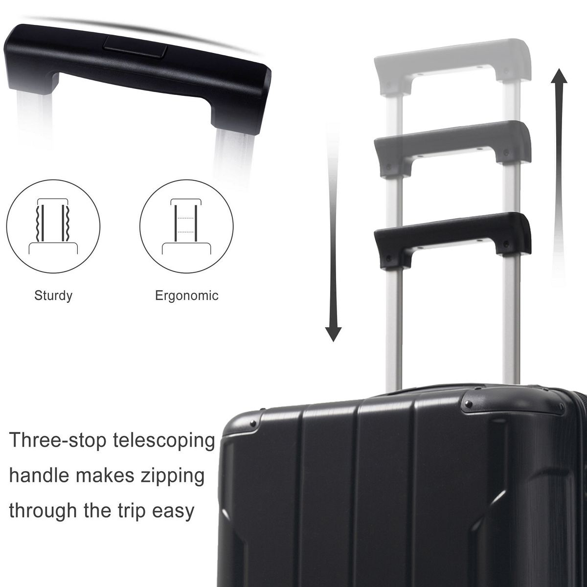 Polibi 24 Inch Luggage, Lightweight ABS Carry-On Suitcase with Double Spinner Wheels, TSA Lock - thumbnail 9