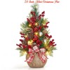 Home 24 Inch Mini Christmas Tree - Christmas Decorations 20 Lights, 8 Modes Small Artificial Tabletop Xmas Tree with Red Berries Ornaments - 2 of 4