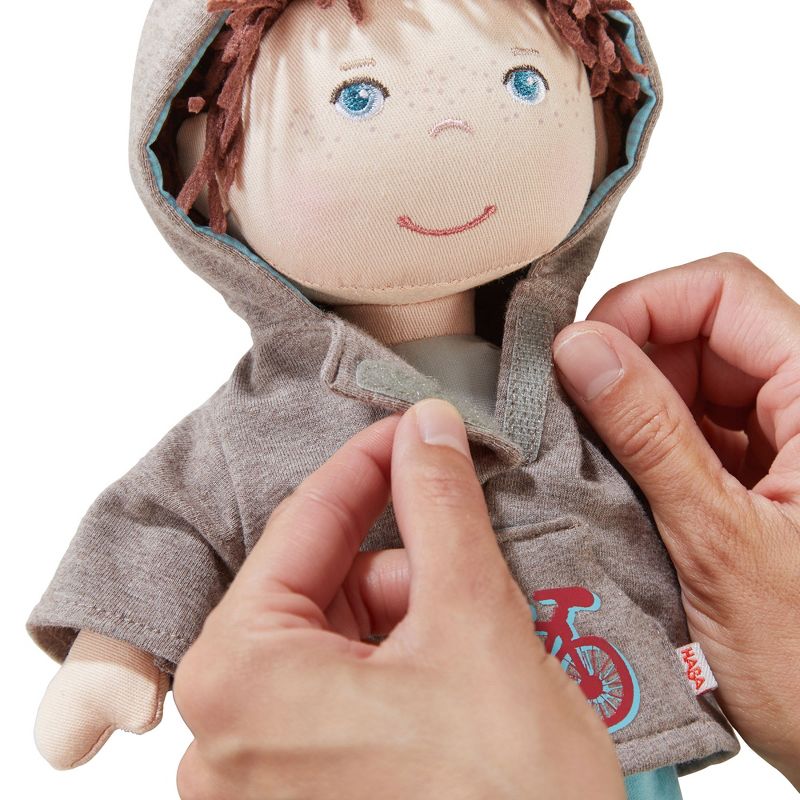 HABA Lian 12" Soft Boy Doll with Brown Hair, Blue Eyes and Embroidered Face (Machine Washable), 4 of 9