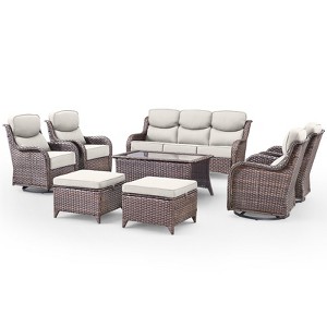 Belord Outdoor Patio Furniture with 6-inch Extra Thick Cushions, High Back Patio Furniture Set with 4 Swivel Chairs, 8 Pieces Outdoor Conversation Set - 1 of 4