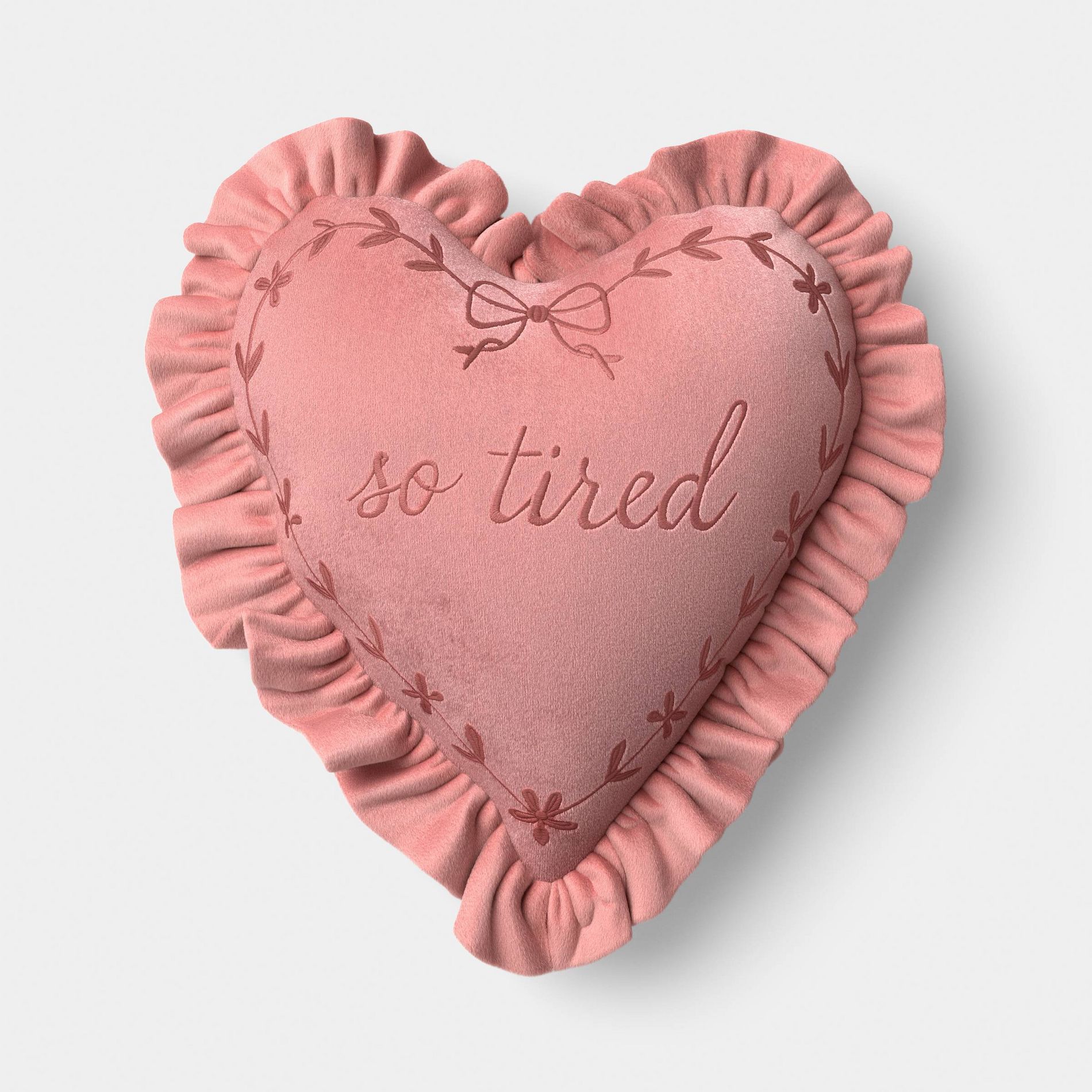 14" Heart Shaped So Tired Toss Throw Pillow Dark Pink - Room Essentials™