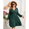 Clearlove Plus Size Dresses for Women V Neck Long Sleeve Twist Knot Front Flowy Dresses - 2 of 4