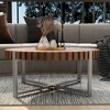 31.4" Wood Round Drum-Shaped Coffee Table with Sturdy Base for Living Room and Side Table Use - 4 of 4