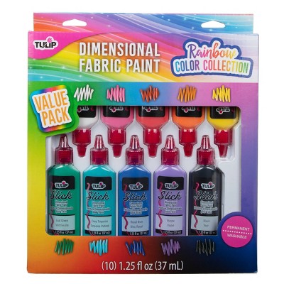 10pk Dimensional Fabric Paint Rainbow Color Collection - Tulip Color