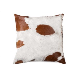 HomeRoots 18" Brown and White Cowhide Throw Pillow - 1 of 4