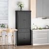 72" Traditional Freestanding Kitchen Pantry Cabinet Cupboard with Doors and 3 Adjustable Shelves - 2 of 4