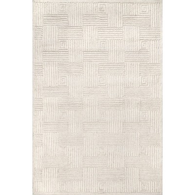Nuloom Mallory Geometric 4x6 Wool Indoor Area Rug for Living Room Bedroom Dining Room Kitchen, Ivory