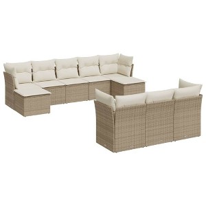 vidaXL Garden Sofa Set Beige PE rattan, powder-coated steel, 100% polyester - 1 of 4