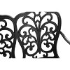 MOEPISY Patio Garden Bench Metal Park Bench Cast Aluminum Outdoor Furniture With Floral Rose, Black - 4 of 4