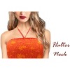 LA LEELA Women's House Daily Routine Evening Wear Boho Backless Smocked Mini Flowy Dress Tube Top Strapless Dresses for Women One Size Orange, Tree - 3 of 3