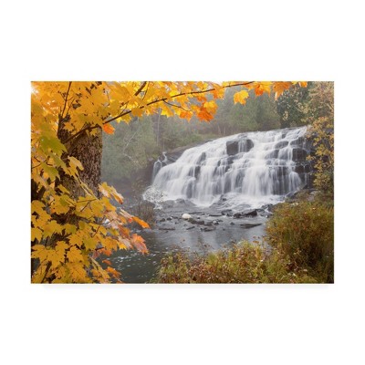 16" x 24" Lower Bond Falls In Autumn Bruce Crossing Mi Color by Monte Nagler - Trademark Fine Art