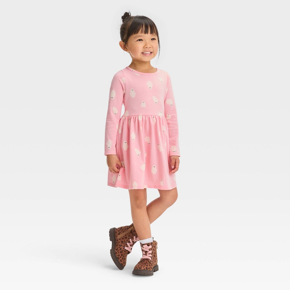 Different sizeToddler Girls' Ghost Long Sleeve Dress - Cat & Jack™ Pink 12M