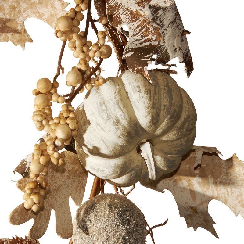 National Tree Company Artificial Autumn Garland, White, Made with Pumpkins, Gourds, Maple Leaves, Pinecones, Berry Clusters, Autumn Collection, 6 ft, 5 of 8