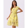 Allegra K Women's Flutter Sleeve Belted Square Neck Floral Chiffon Ruffle Dress - 4 of 4