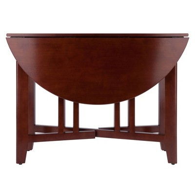42" Transitional Round Walnut Wood Extendable Dining Table