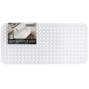 Hearth & Harbor Bathtub Mat - Non Slip Shower Mat with Suction Cups and Drainage Holes, 35"x16" Clear Bathroom Tub Mat for Elderly & Kids - 1 of 4