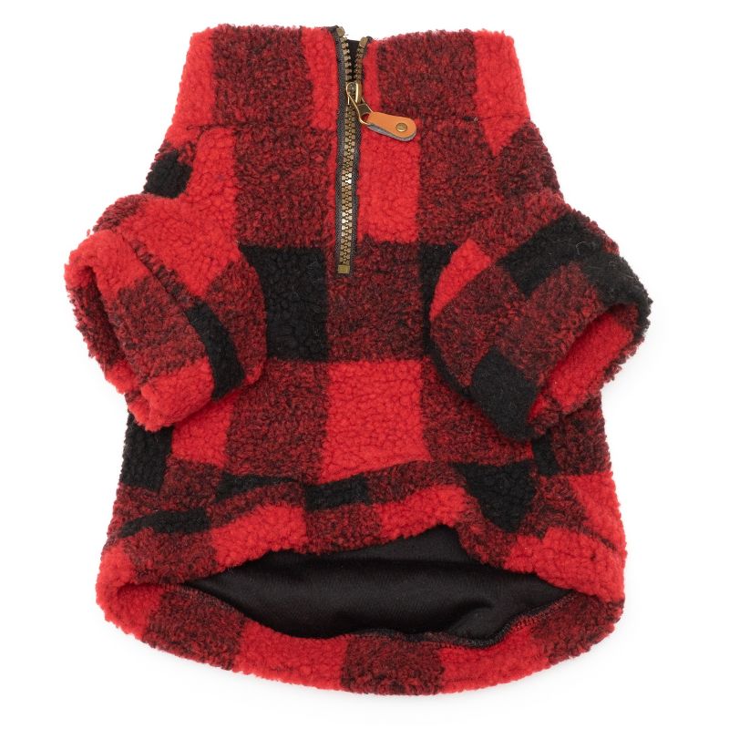 The Worthy Dog Plaid Quarter Zip Faux Shearling Pullover, 2 of 3
