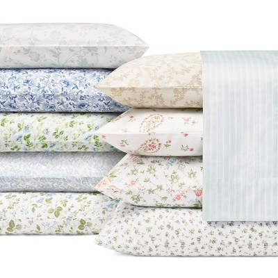 Periwinkle Floral Cotton Queen Sheet Set