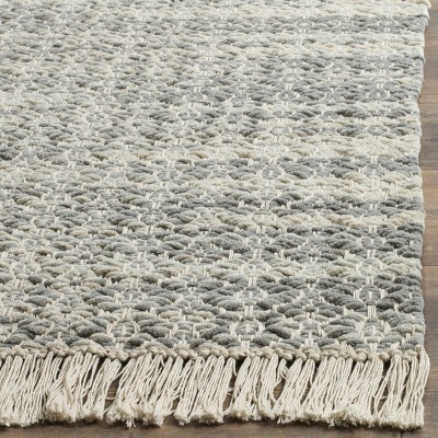 Handmade Tufted Geometric Gray Cotton 6' x 9' Area Rug