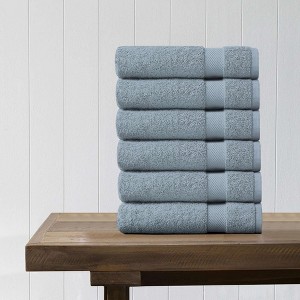 Delara 100% Organic Cotton Soft, Quick Dry & Ultra-Absorbent Wash Cloth (Pack of 6), Light Blue - 1 of 4