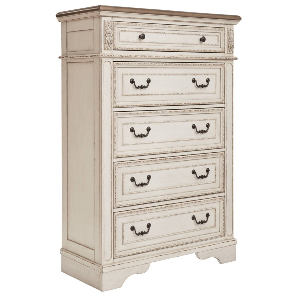 Photos - Dresser / Chests of Drawers Ashley Realyn 5 Drawer Chest Chipped White - Signature Design by 