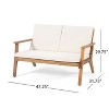 FIONECA 4-Seater Outdoor Acacia Wood Chat Set ¨C Loveseat, 2 Club Chairs & Coffee Table, Brown Patina + Cream Cushions - 3 of 4