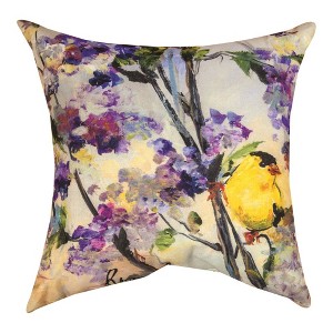 Bird Lover’s 18" Yellow Bird Climaweave Accent Pillow by Manual Woodworkers and Weavers - 1 of 3